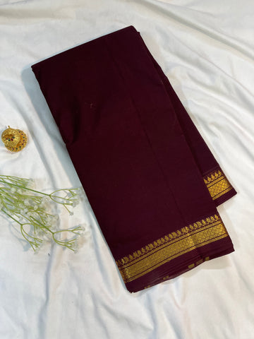 Chettinad cotton saree- coffee brown- plain