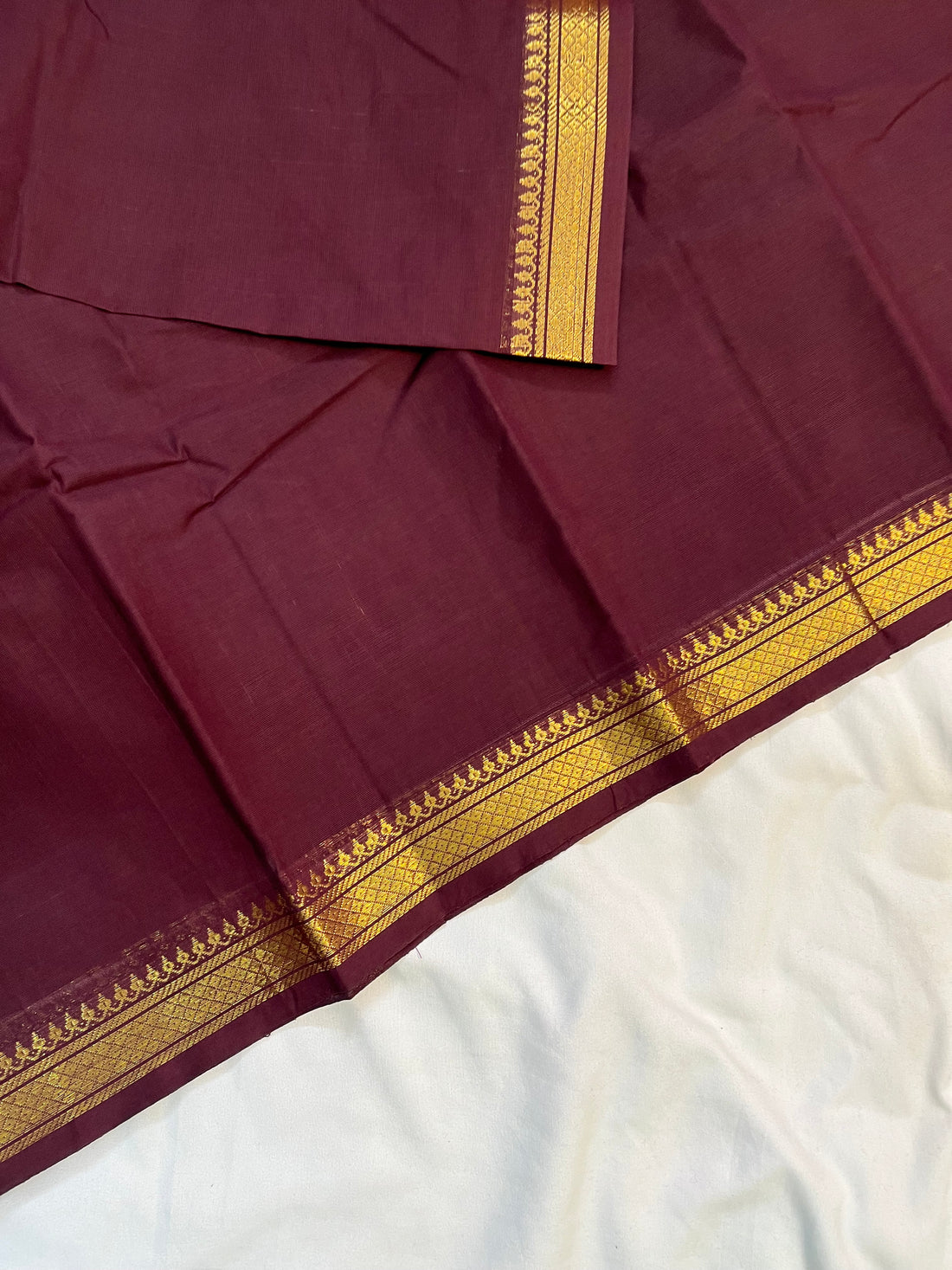 Chettinad cotton saree- coffee brown- plain