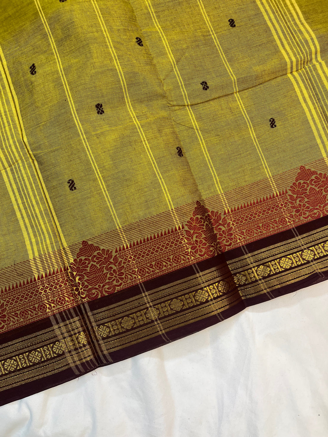 Chettinad cotton saree-green &maroon - butta