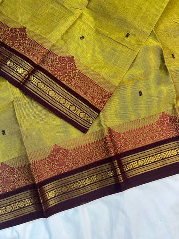 Chettinad cotton saree-green &maroon - butta