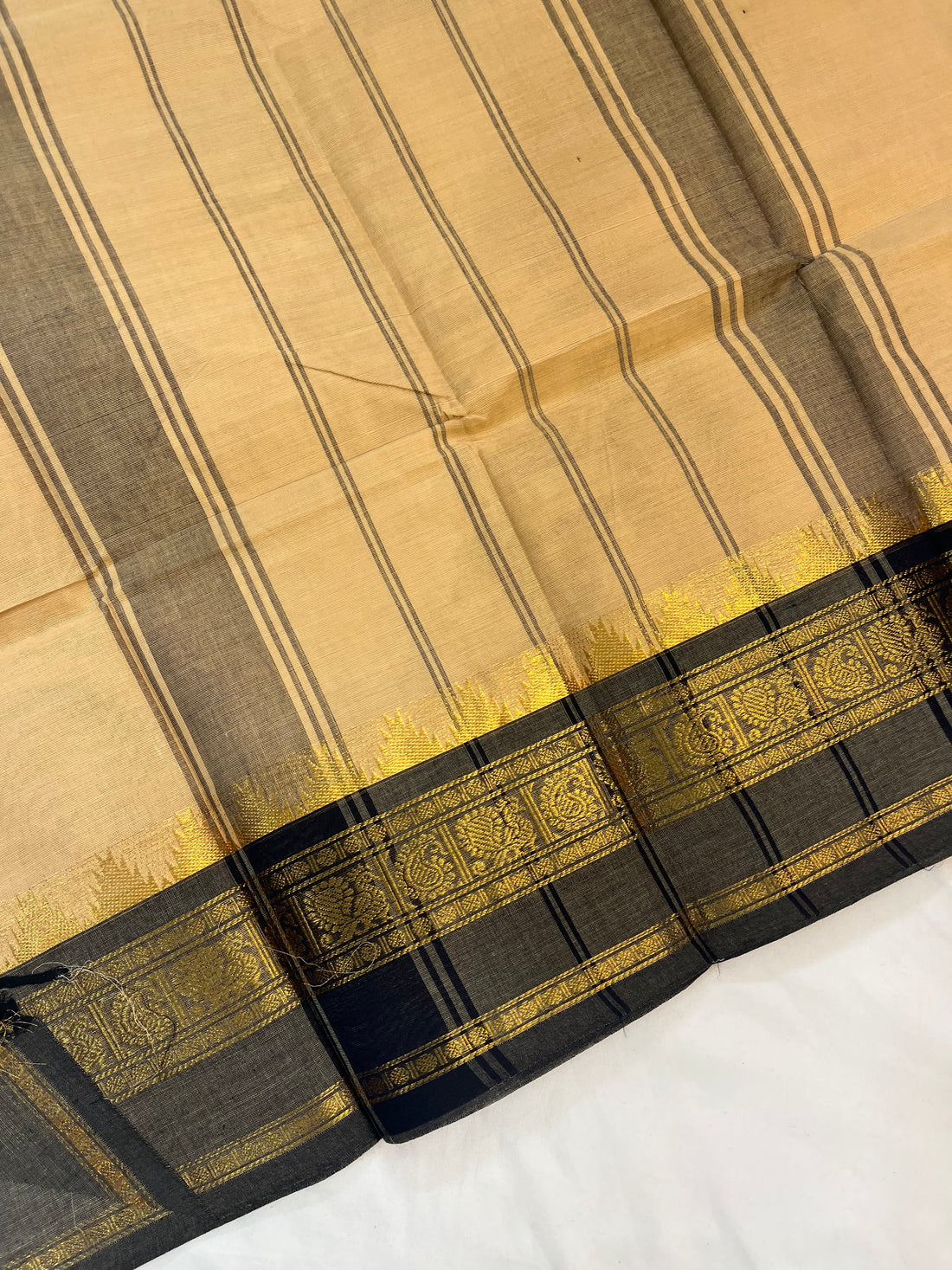 Chettinad Cotton saree - sandal g&j -plain