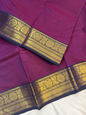 Chettinad cotton saree-purple- plain