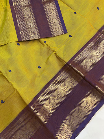 Chettinad cotton saree- green & maroon-butta