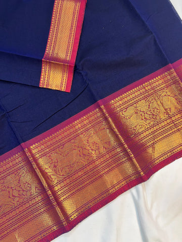 Chettinad cotton saree-blue-pink-palin