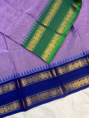 Chettinad cotton saree-purple-blue-green-plain