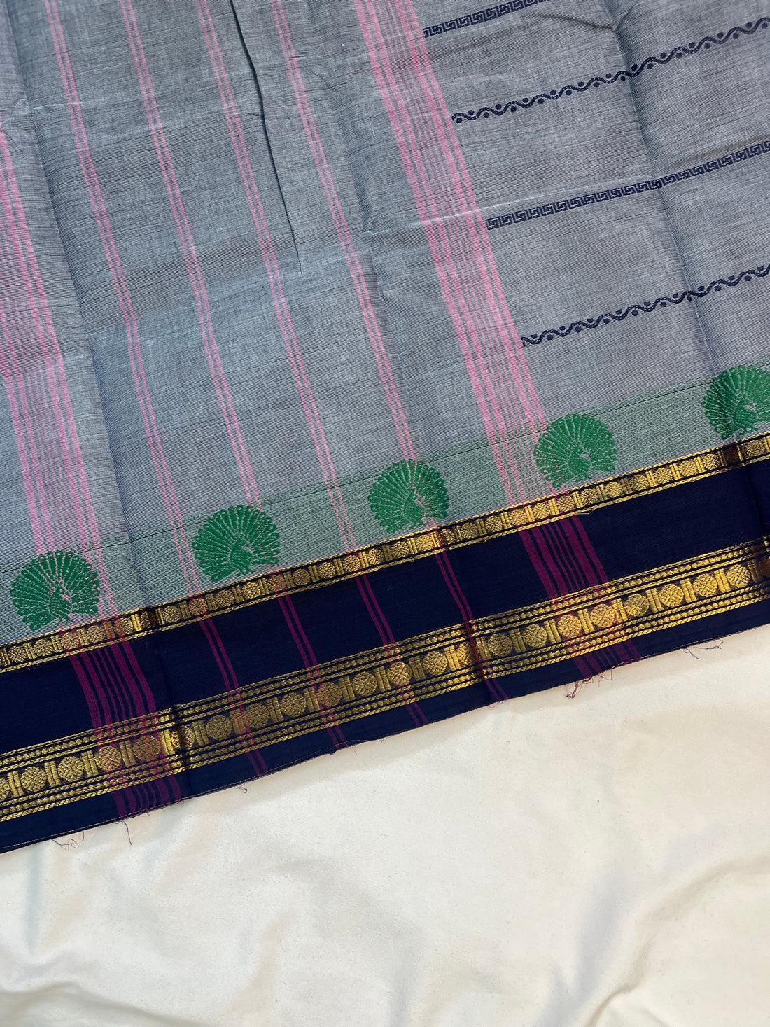 Chettinad cotton sarees - ash - velthari