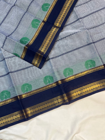 Chettinad cotton sarees - ash - velthari