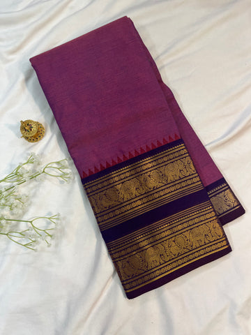 Chettinad cotton saree - pink - plain