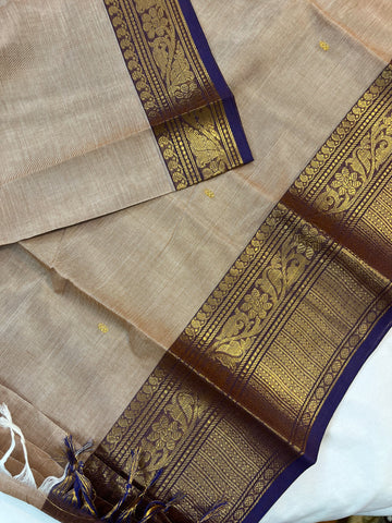 Chettinad cotton saree- half white-Butta