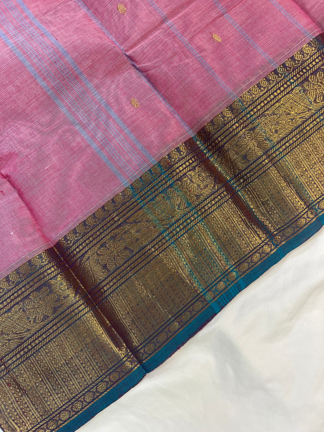 Chettinad cotton saree-pink-blue-butta