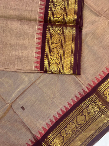 Chettinad cotton saree-Chicoo-brown-butta
