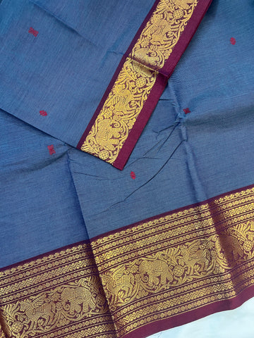 Chettinad cotton saree-Dual tone purple-butta