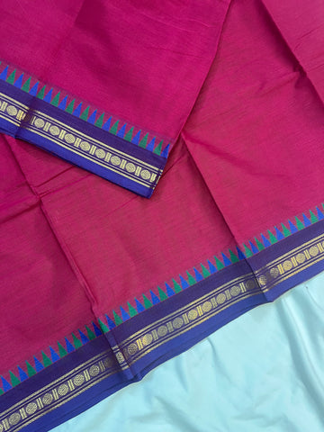 Chettinad cotton saree-pink-purple-plain