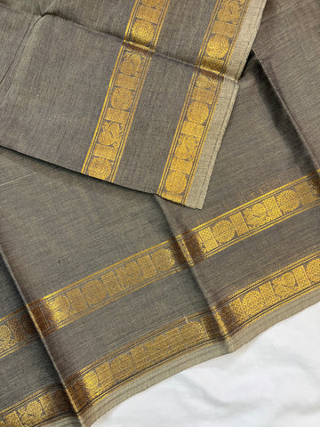 Chettinad cotton saree-ash-plain