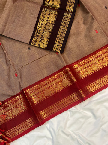 Chettinad cotton saree-onion pink-red-butta