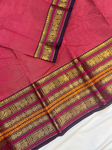 Chettinad cotton saree-red-plain