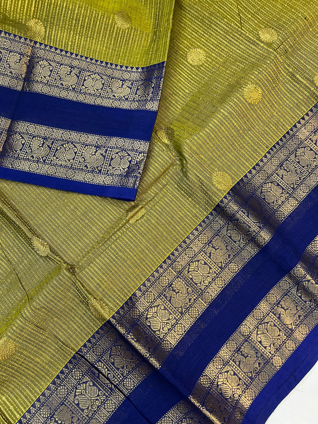 Premium Kanchi cotton - green & blue - Premium Weaves