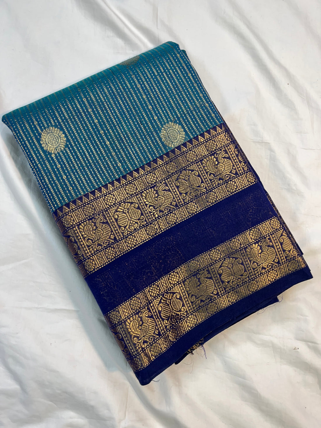 Kanchi Vairaoosi Silk cotton - blue -premium weaves