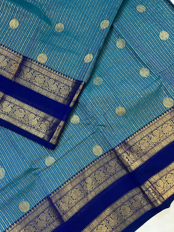Kanchi Vairaoosi Silk cotton - blue -premium weaves