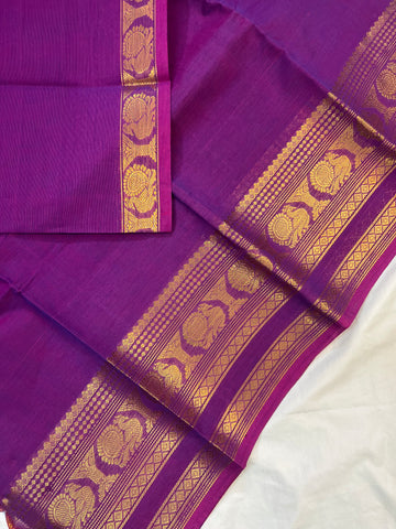 Chettinad cotton saree - Purple- Plain