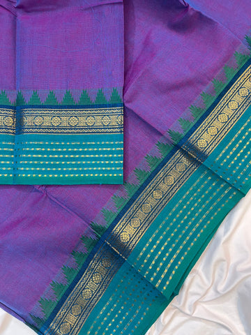 Chettinad cotton saree - Purple - Plain