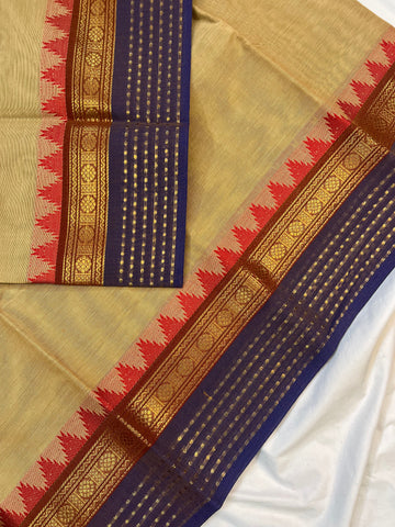 Chettinad cotton saree - off white - plain