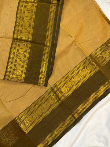 Chettinad cotton saree - half white - Plain