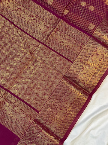 Kanchi Vairaoosi Silk cotton -maroon-premium weaves