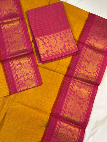 Sungudi cotton saree-yellow