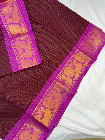 Sungudi cotton saree-brown
