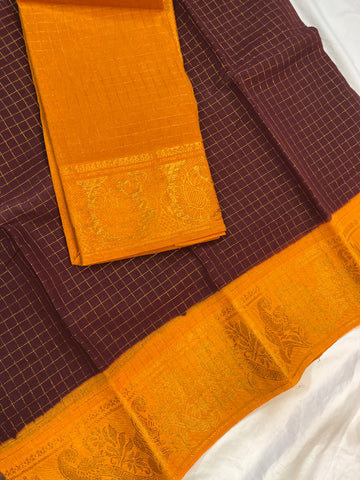 Sungudi Cotton saree-brown