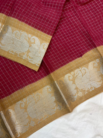 Sungudi cotton saree-red