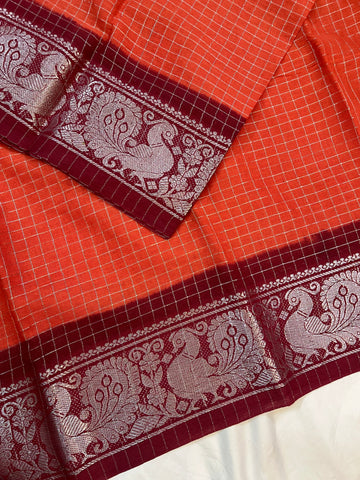 Sungudi cotton saree-orange