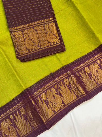 Sungudi cotton saree-green