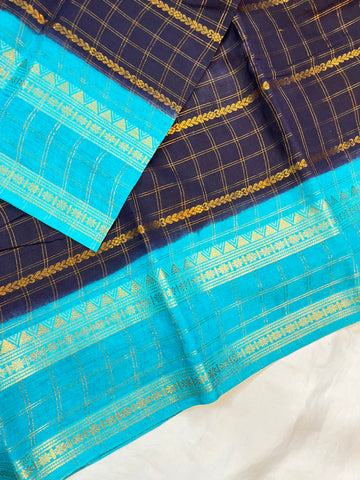 Sungudi cotton saree-blue