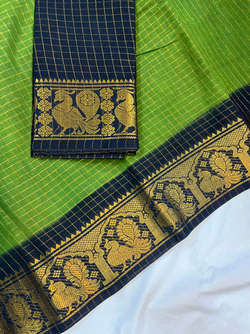 Sungudi cotton saree-green