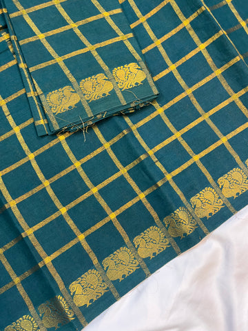 Sungudi cotton saree-green