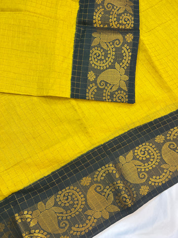 Sungudi cotton saree-yellow