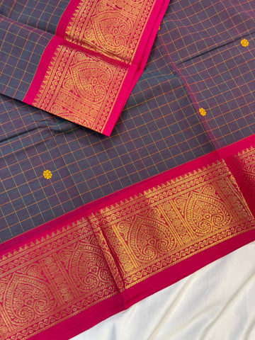 Chettinad cotton saree-pink-check butta
