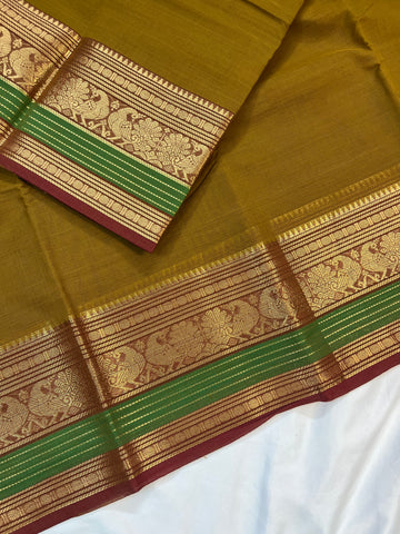 Chettinad cotton saree-mustard-plain