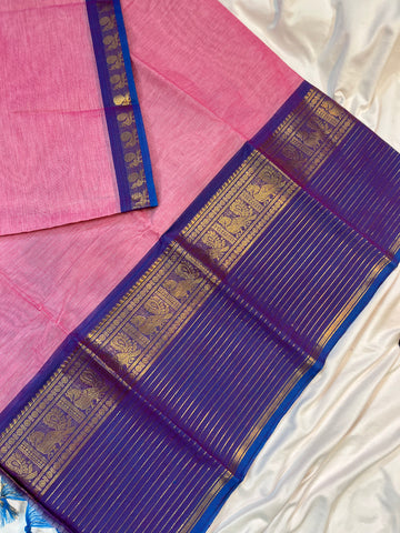 Chettinad cotton saree - onion pink - plain