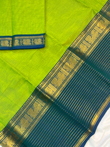 Chettinad cotton saree - green -plain