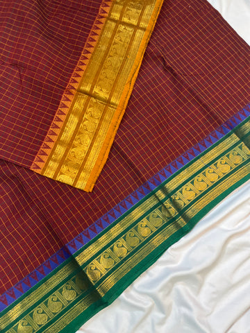 Chettinad cotton saree - maroon- g&j