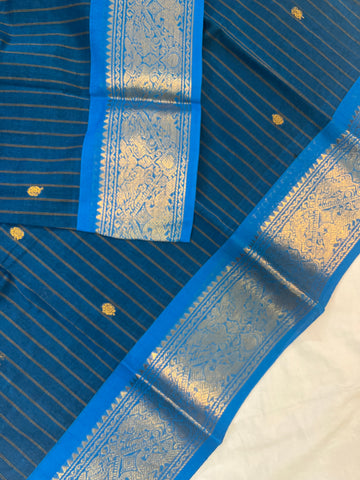 Chettinad cotton saree -dark blue-check butta