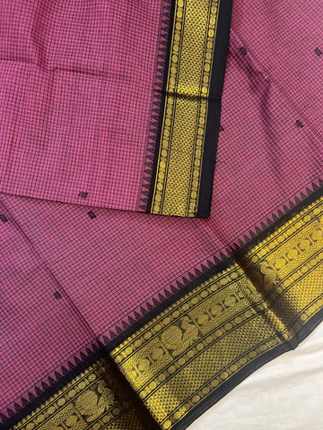 Chettinad cotton saree -onion pink-checks butta