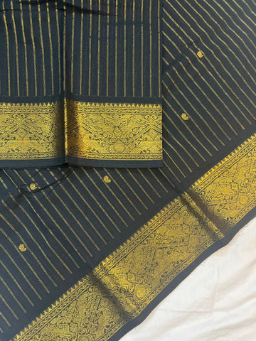 Chettinad cotton saree - black- check butta
