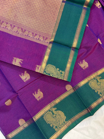 Chettinad cotton saree -“120count” - premium weaves-purple