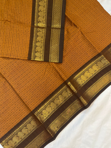 Chettinad cotton saree - brown-  1000 butta