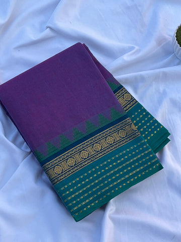 Chettinad cotton purple & green plain