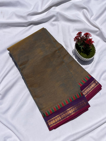 Chettinad cotton ash& purple plain